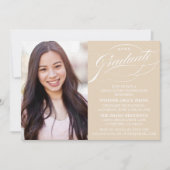 STIJLVOLE ELEGANTE SCRIPT AFSTUDEERPARTY UITNODIGI KAART (Voorkant)