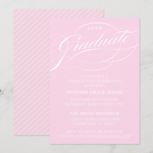 STIJLVOLE ELEGANTE SCRIPT AFSTUDEERPARTY UITNODIGI KAART (Voorkant / Achterkant)