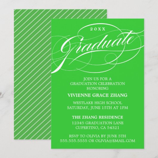 STIJLVOLE ELEGANTE SCRIPT AFSTUDEERPARTY UITNODIGI KAART (Voorkant / Achterkant)