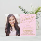 STIJLVOLE ELEGANTE SCRIPT AFSTUDEERPARTY UITNODIGI KAART (Staand voorkant)