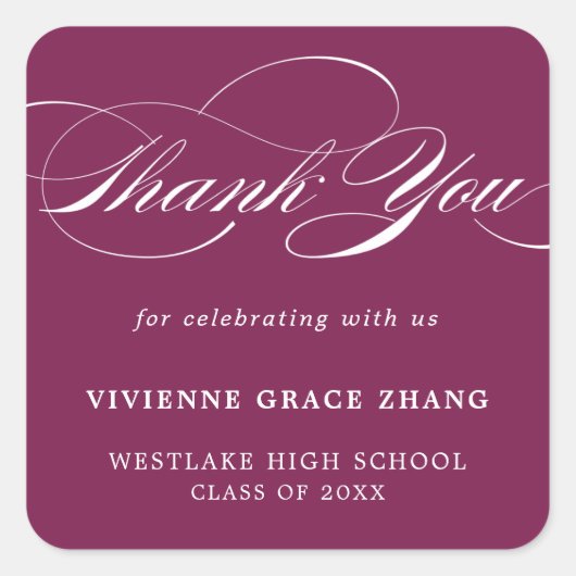 STIJLVOLE ELEGANTE SCRIPT BEDANKT STICKER (Voorkant)