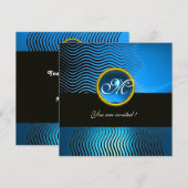 STIJLVOLE GOLVEN MONOGRAM, blauw saphir Kaart (Voorkant / Achterkant)