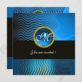 STIJLVOLE GOLVEN MONOGRAM, blauwe saffier Kaart (Voorkant / Achterkant)