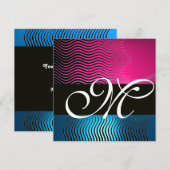 STIJLVOLE GOLVEN MONOGRAM,roze, blauwe saffier Kaart (Voorkant / Achterkant)