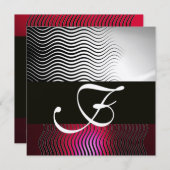 STIJLVOLE GOLVEN MONOGRAM, Zilver Rood Robijn Bour Kaart (Voorkant / Achterkant)