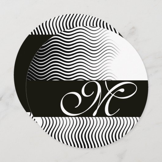 STIJLVOLE GOLVEN MONOGRAM, zwart wit Kaart (Voorkant / Achterkant)