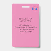 STIJLVOLE MODERNE AANGEPASTE ROZE GEMERKTE METAAL BADGE (Achterkant)