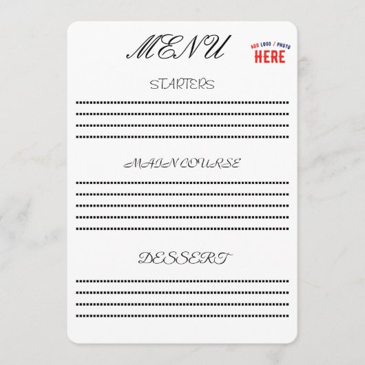 STIJLVOLE MODERNE AANPASBARE WITTE GECERTIFICEERDE MENU (Voorkant)