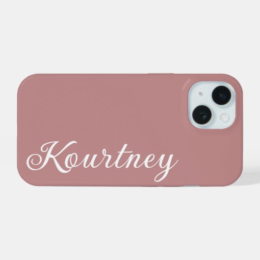 STIJLVOLE MODERNE ELEGANTE AANGEPASTE NAAM ROZE iPhone 15 CASE (Achterkant horizontaal)