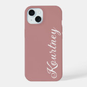 STIJLVOLE MODERNE ELEGANTE AANGEPASTE NAAM ROZE iPhone 15 CASE (Achterkant)