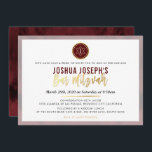 STIJLVOLE MONOGRAM BAR MITZVAH donkerrode wijnrood Kaart<br><div class="desc">door kat massard >>> kat@simplysweetPAPERIE.com <<<</div>