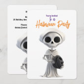 STIJLVOLE SKELET HALLOWEEN FEESTJE KAART (Voorkant / Achterkant)