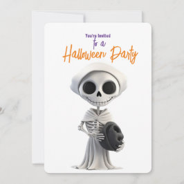 STIJLVOLE SKELET HALLOWEEN FEESTJE KAART