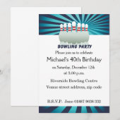 Stijlvolle 10-pins Bowling verjaardagsfeestje uitn Kaart (Voorkant / Achterkant)