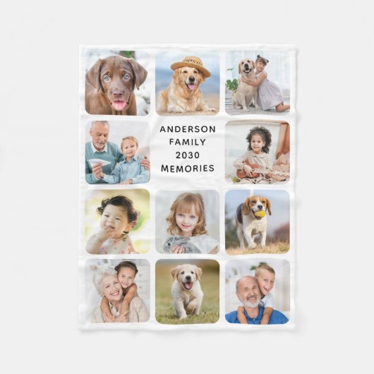 Stijlvolle 11 Fotocollage gepersonaliseerde Afbeel Fleece Deken (Voorkant)