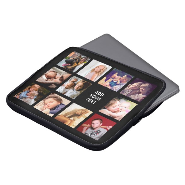 Stijlvolle 11 fotocollage laptop sleeve (Voorkant top)