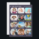 Stijlvolle 12-foto aangepaste collage gedempt donk feestdagenkaart<br><div class="desc">Vertel het verhaal van je jaar met deze strakke en moderne fotocollage kaart. De donkerstoffige blauwe achtergrond biedt een elegante achtergrond voor 12 van uw favoriete foto's. Gewoon in een afbeelding voor elke maand om feestdagen, mijlpalen en persoonlijke triomfen te markeren. Dit stijlvolle ontwerp is een fantastische manier om uw...</div>