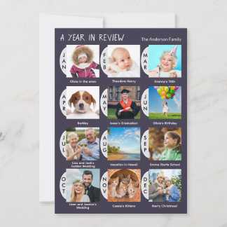 Stijlvolle 12-foto aangepaste collage gedempt donk feestdagenkaart