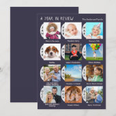 Stijlvolle 12-foto aangepaste collage gedempt donk feestdagenkaart (Voorkant / Achterkant)