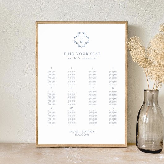 Stijlvolle 12 Tafel Trouwen Poster Zitting Grafiek