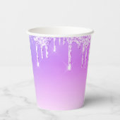 stijlvolle 16 paarse zilveren druppelaars papieren bekers (Achterkant)