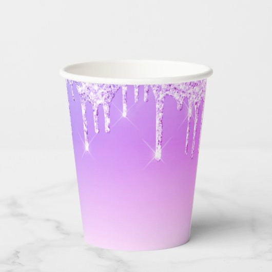 stijlvolle 16 paarse zilveren druppelaars papieren bekers (Achterkant)