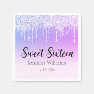 stijlvolle 16 paarse zilveren druppelaars servet