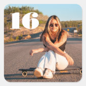 Stijlvolle 16e verjaardag aangepaste foto elke lee vierkante sticker (Voorkant)