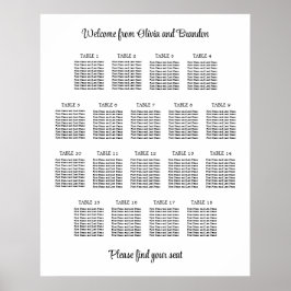 Stijlvolle 18 tafel huwelijks zitplaats poster