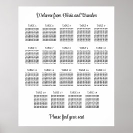 Stijlvolle 19 tafel trouwstoelindeling poster