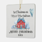 Stijlvolle 1e kerst als Mr & Mrs Passen getrouwd Keramisch Ornament (Links)