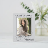 Stijlvolle 2025 2 foto afstuderen Party uitnodigin Briefkaart (Staand voorkant)