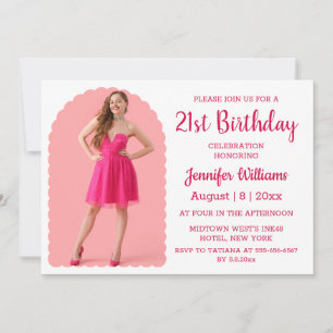 stijlvolle 21e verjaardag roze script minimalist f kaart