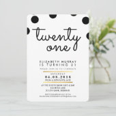 STIJLVOLLE 21e verjaardagsfeestje INVITE black pol Kaart (Staand voorkant)