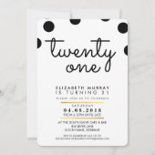 STIJLVOLLE 21e verjaardagsfeestje INVITE black pol Kaart (Voorkant)
