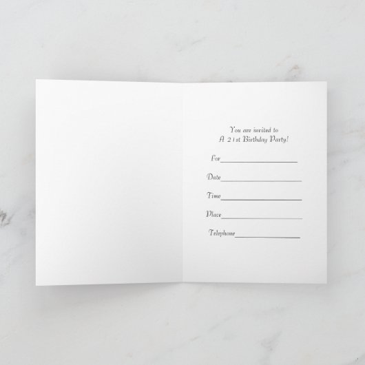 Stijlvolle 21ste verjaardag Uitnodiging Kaart (Binnen)