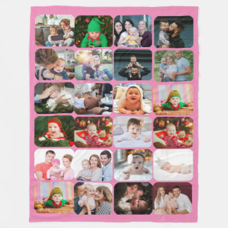 Stijlvolle 24 fotocollage roze fleece deken