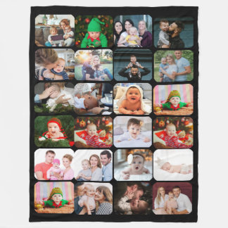 Stijlvolle 24 fotocollage zwart fleece deken