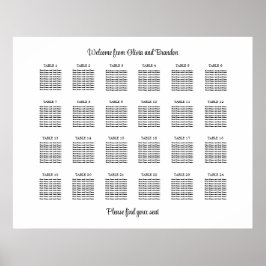 Stijlvolle 24 tafel trouwzaal zitplaats poster