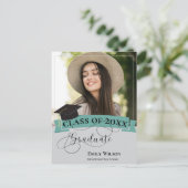 Stijlvolle 2 foto 2025 Graduation Party Invitation Briefkaart (Staand voorkant)