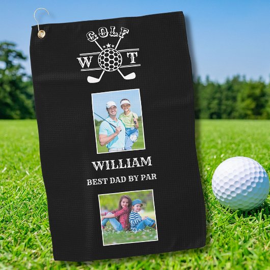 Stijlvolle 2 foto beste papa door par golfhanddoek
