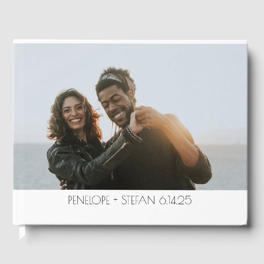 Stijlvolle 2 Full Photo Simple Weddenschap Custom Gastenboek (Voorkant)