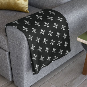 Stijlvolle 2-letter Monogrammen gestempeld allover Fleece Deken