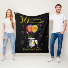 Stijlvolle 30e bruiloft Jubileum-viering Fleece Deken