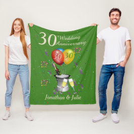 Stijlvolle 30e huwelijksjubileum viering groen fleece deken