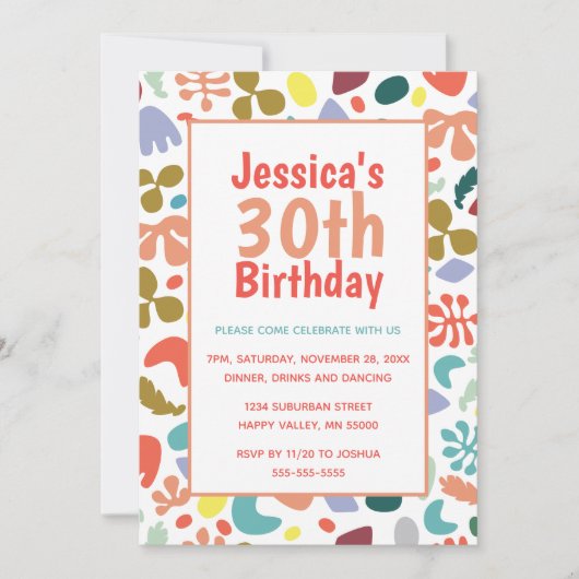 Stijlvolle 30e verjaardag aangepaste naam Details Kaart (Voorkant)