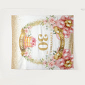 Stijlvolle 30e verjaardag Blush Gouden Verjaardags Wandkleed (Voorkant (horizontaal))