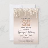 Stijlvolle 30e verjaardag goud druppelen glitters kaart (Voorkant)