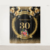 Stijlvolle 30e verjaardag zwart goud whiskey tapij wandkleed (Voorkant)