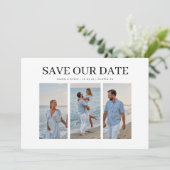 Stijlvolle 3 foto bruiloft Elegant Volledige foto  Save The Date (Staand voorkant)